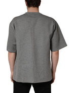 Gray Cotton Logo Appliqué CrewNeck T-shirt