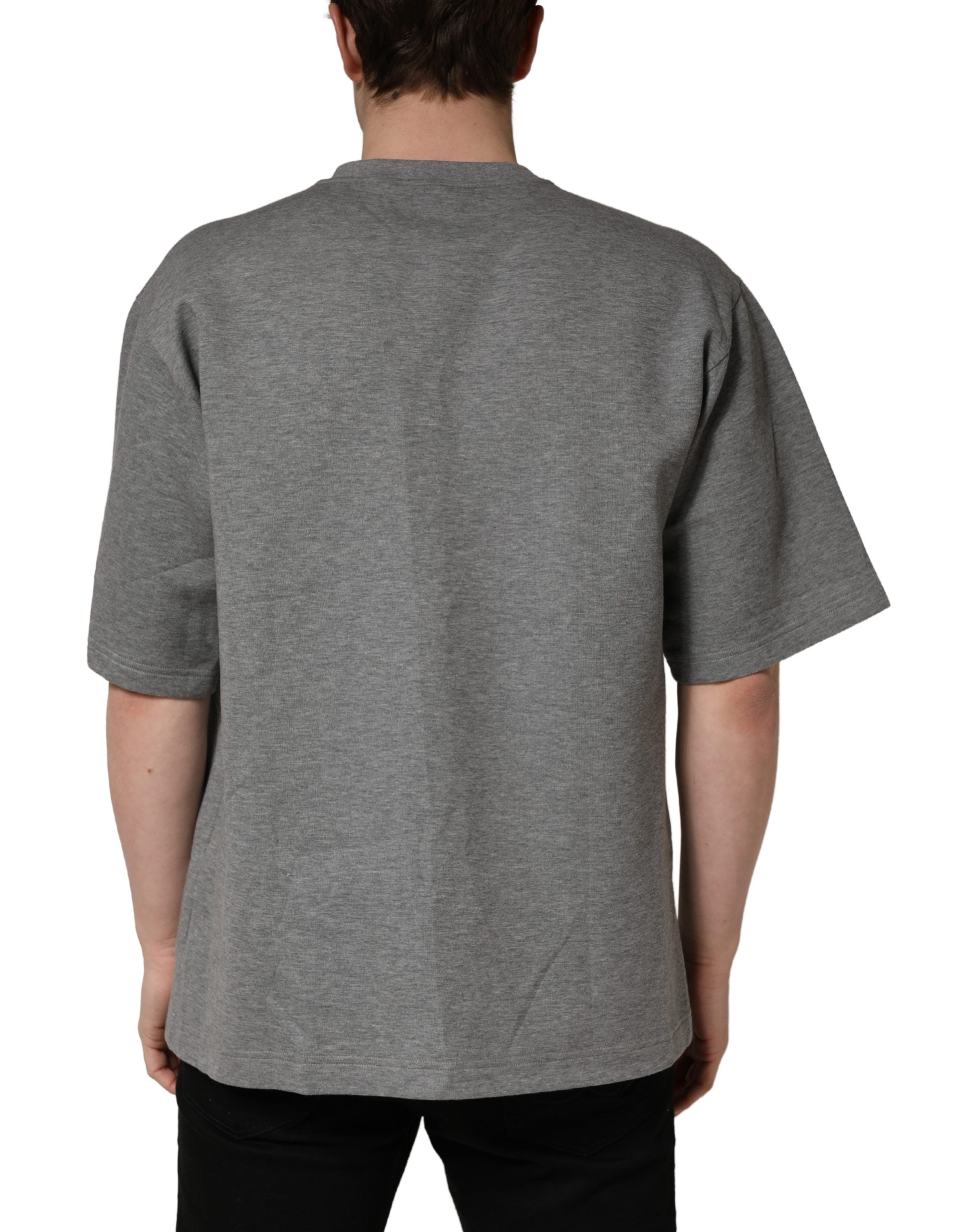 Gray Cotton Logo Appliqué CrewNeck T-shirt
