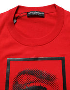 Red Eye Print Crew Neck Pullover Sweater