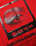 Red Eye Print Crew Neck Pullover Sweater