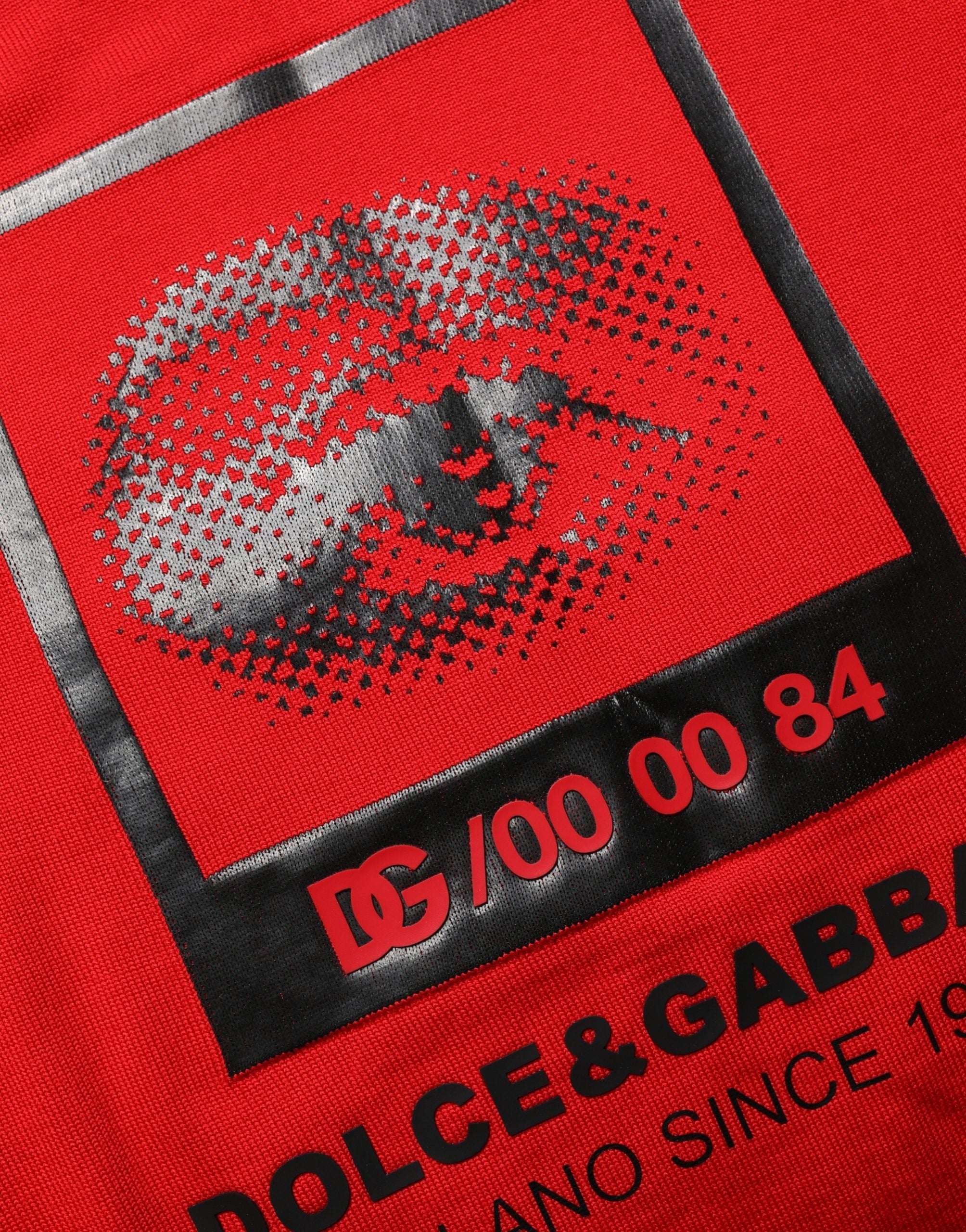 Red Eye Print Crew Neck Pullover Sweater