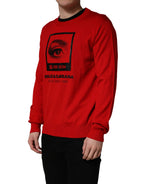 Red Eye Print Crew Neck Pullover Sweater