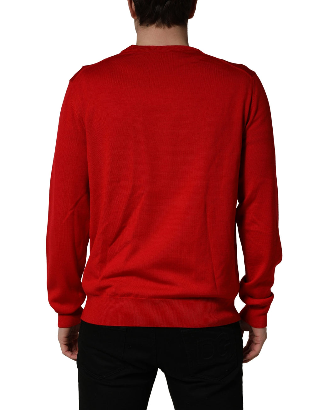 Red Eye Print Crew Neck Pullover Sweater