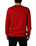 Red Eye Print Crew Neck Pullover Sweater