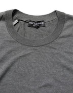 Gray Long Sleeves Crew Neck Pullover Sweater