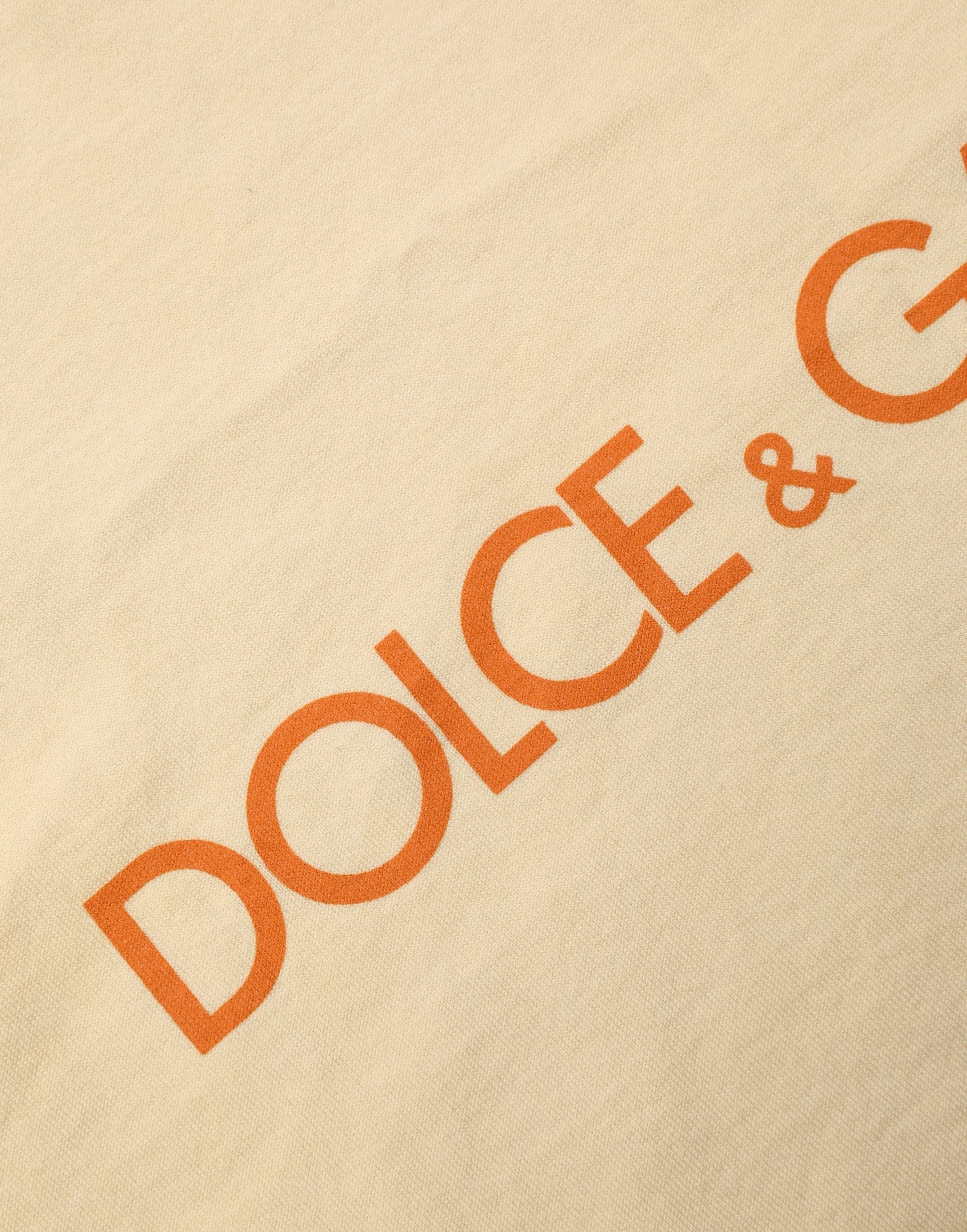 Yellow Logo Print Cotton Crew Neck T-shirt