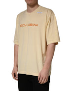 Yellow Logo Print Cotton Crew Neck T-shirt