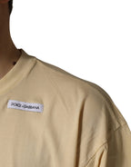 Yellow Logo Print Cotton Crew Neck T-shirt