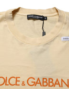 Yellow Logo Print Cotton Crew Neck T-shirt