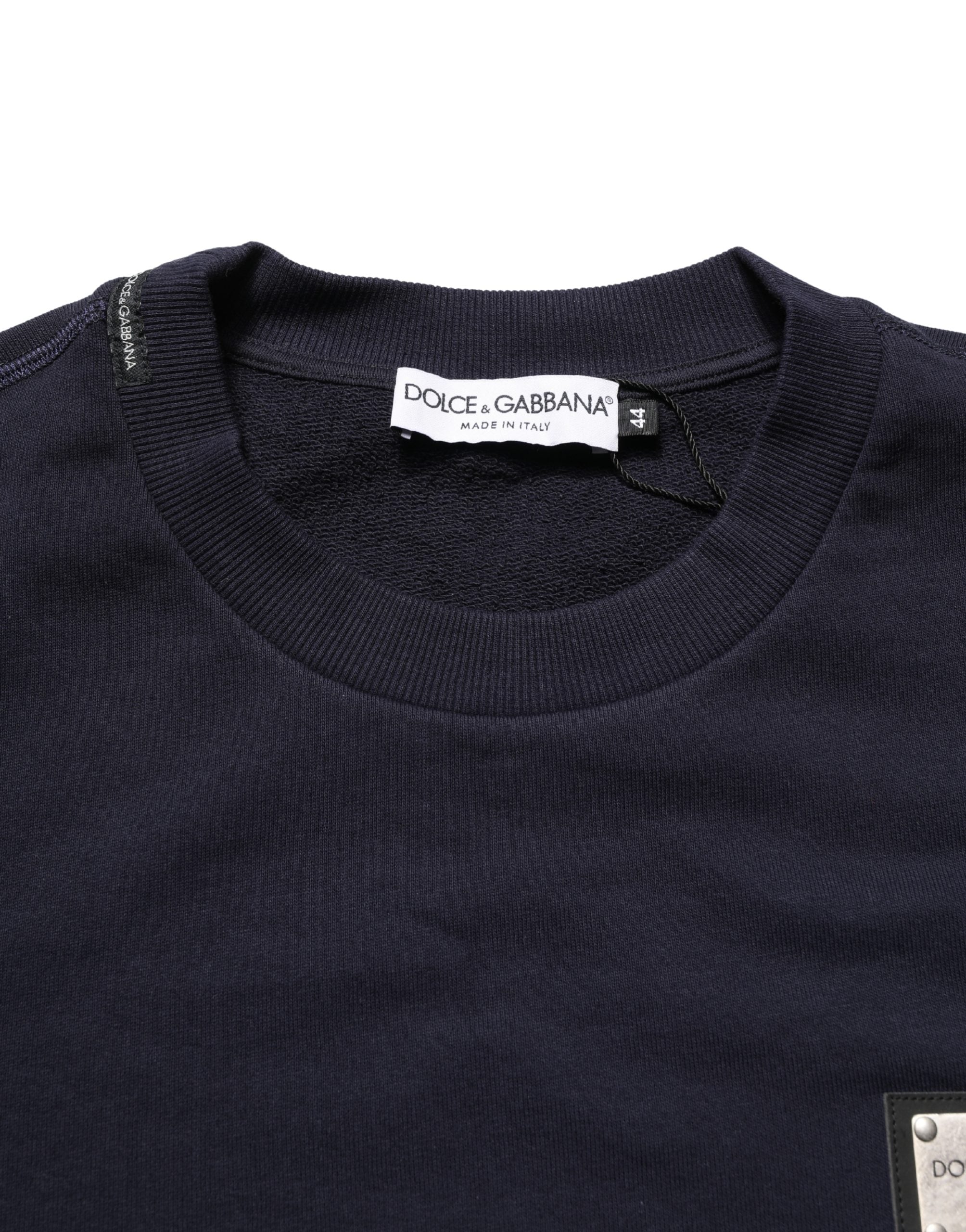 Black Logo Plaque Jersey Sweatshirt Cotton Sweater