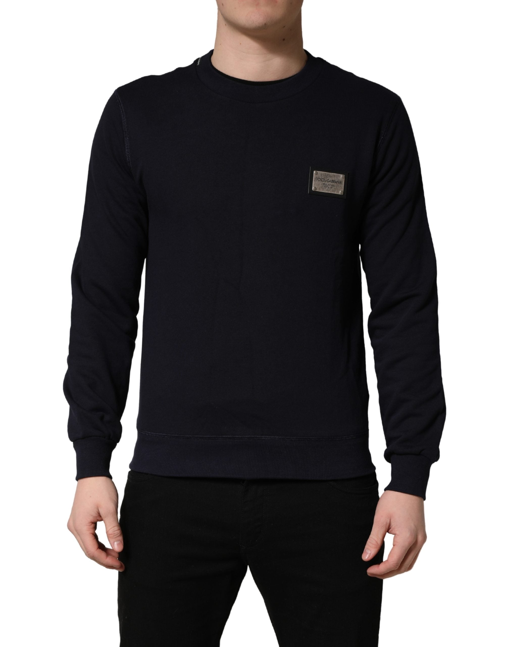 Black Logo Plaque Jersey Sweatshirt Cotton Sweater