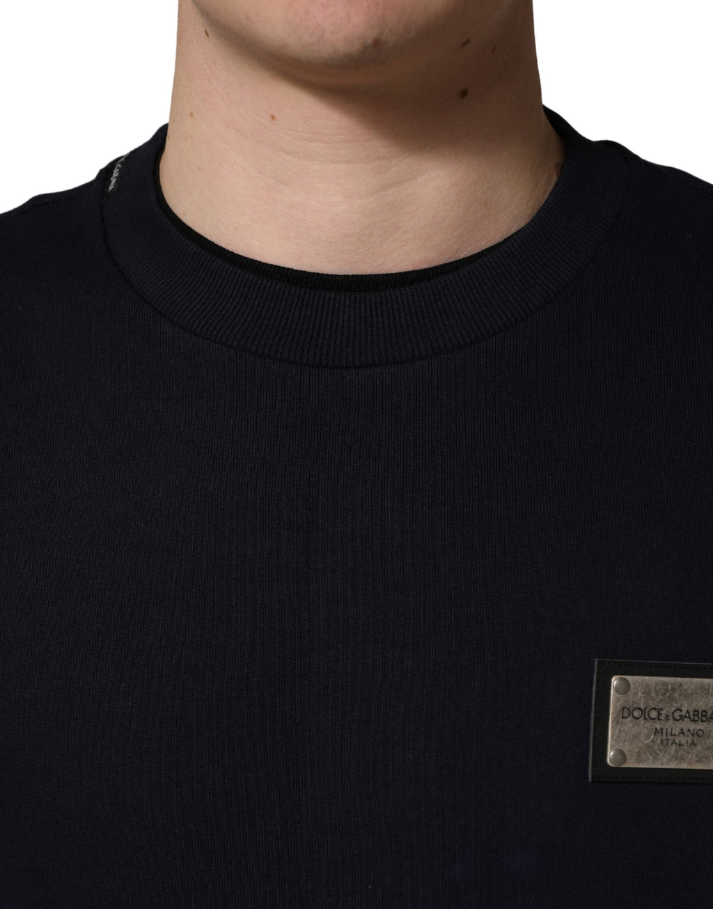 Black Logo Plaque Jersey Sweatshirt Cotton Sweater