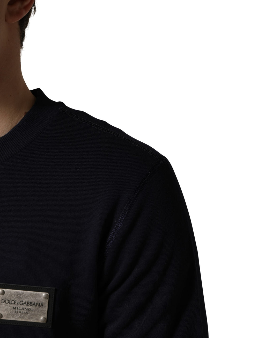 Black Logo Plaque Jersey Sweatshirt Cotton Sweater