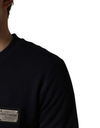 Black Logo Plaque Jersey Sweatshirt Cotton Sweater