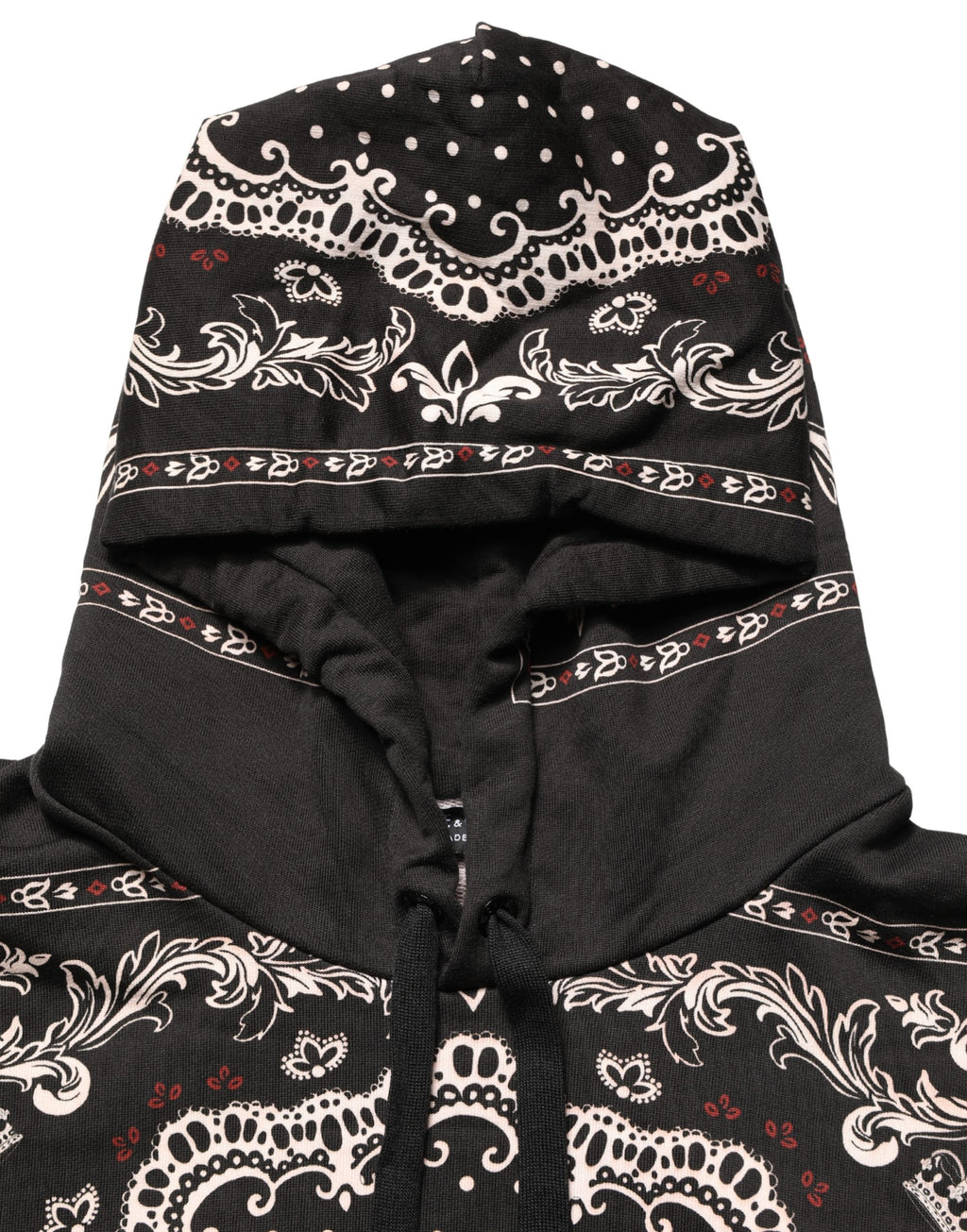 Black Bandana Print Cotton Men Hoodie Sweater