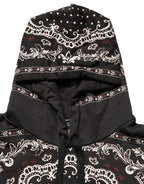 Black Bandana Print Cotton Men Hoodie Sweater