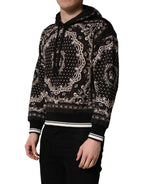 Black Bandana Print Cotton Men Hoodie Sweater