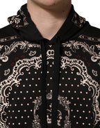 Black Bandana Print Cotton Men Hoodie Sweater