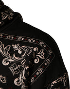 Black Bandana Print Cotton Men Hoodie Sweater