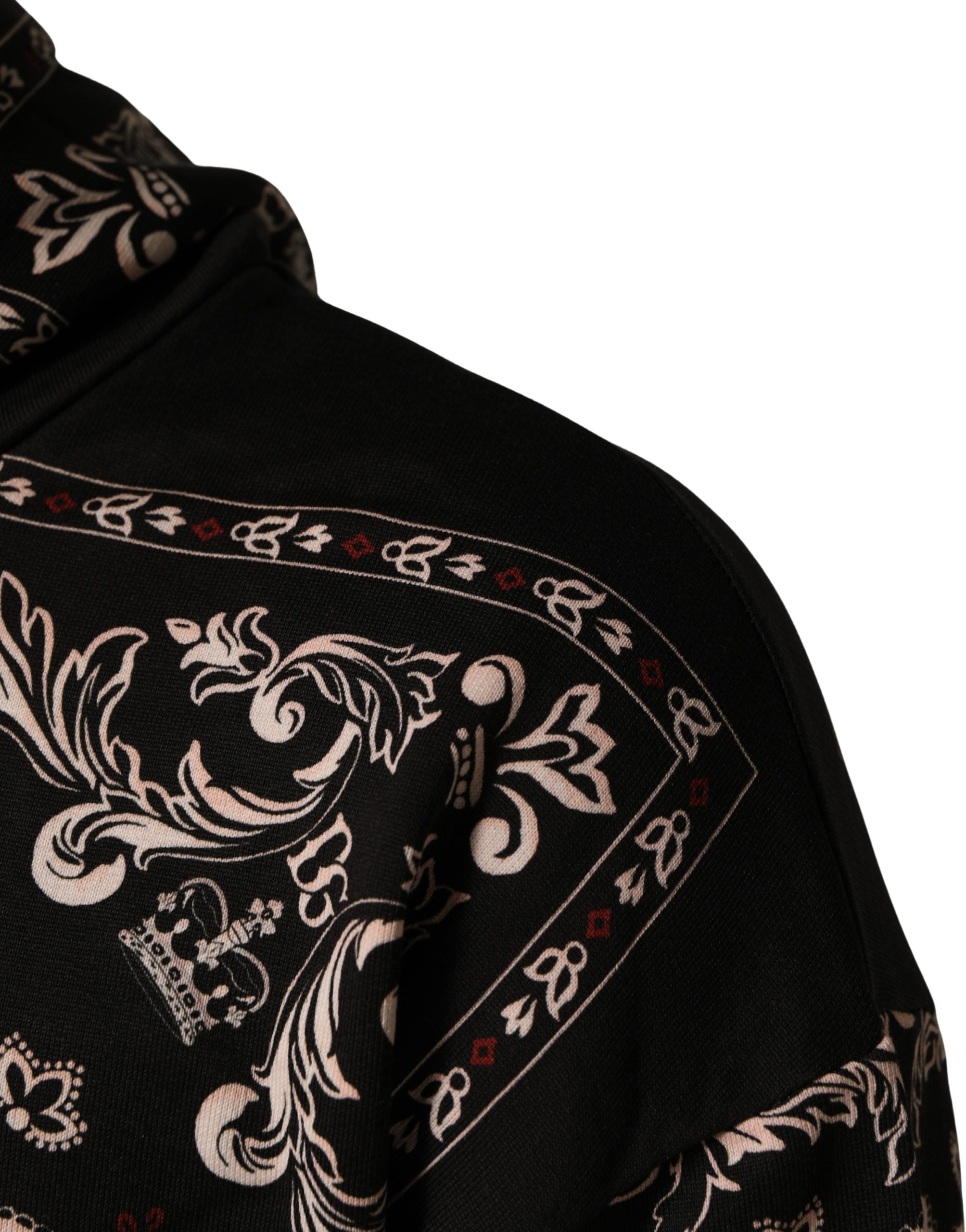 Black Bandana Print Cotton Men Hoodie Sweater