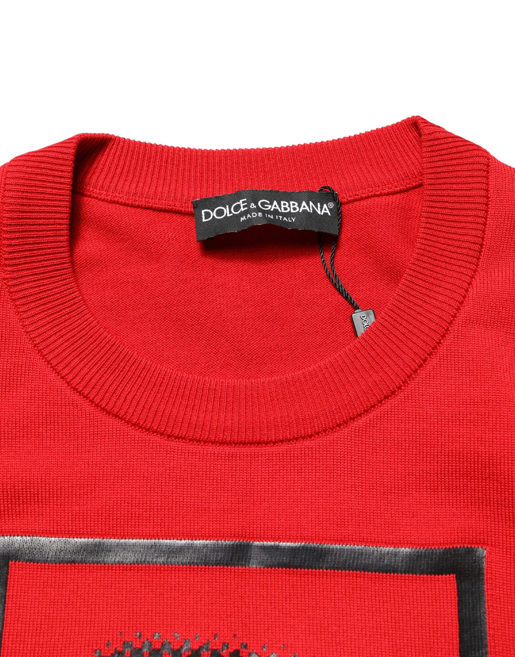Red Eye Print Crew Neck Pullover Sweater