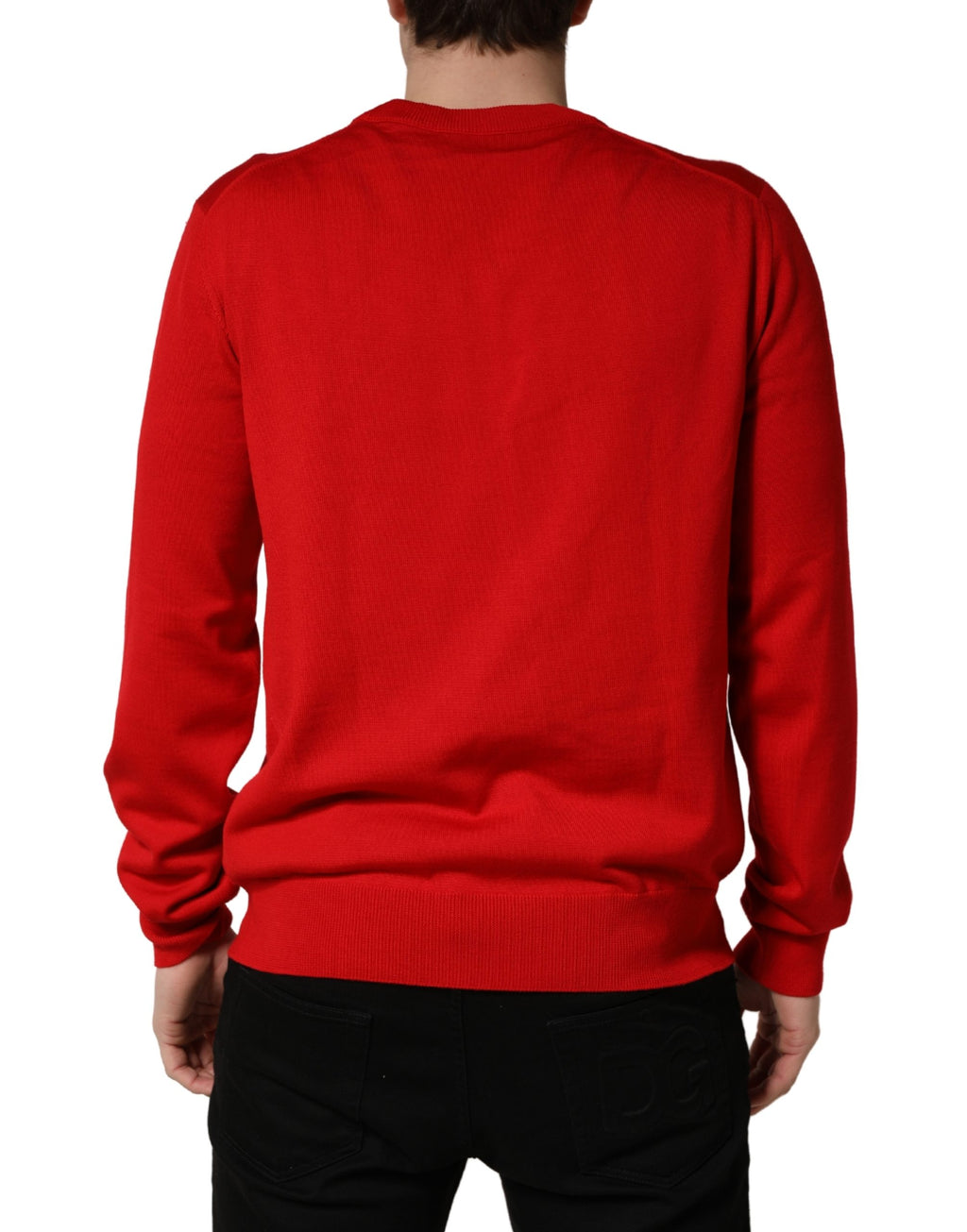 Red Eye Print Crew Neck Pullover Sweater