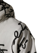 White Script Logo Print Cotton Sweatshirt Sweater