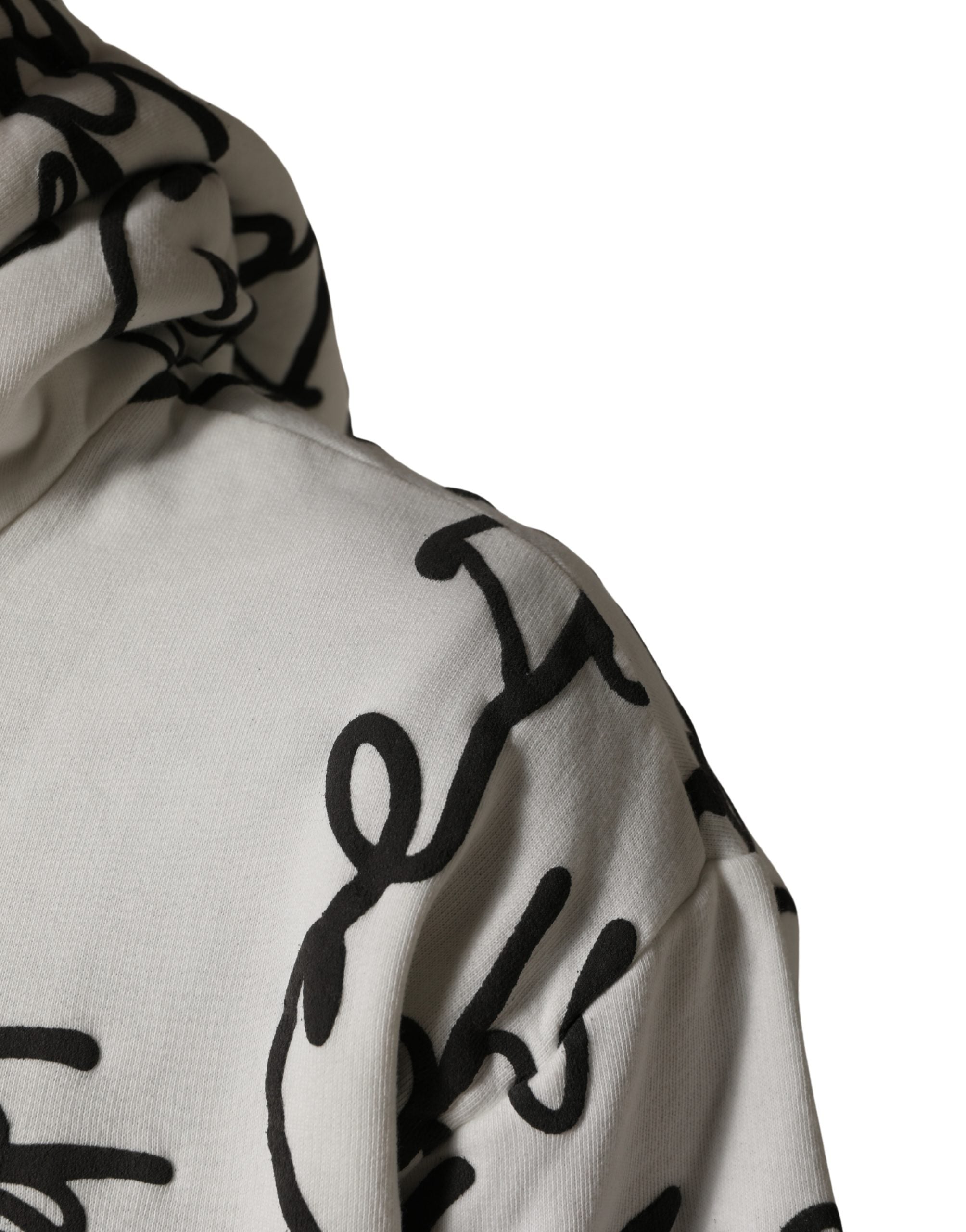 White Script Logo Print Cotton Sweatshirt Sweater