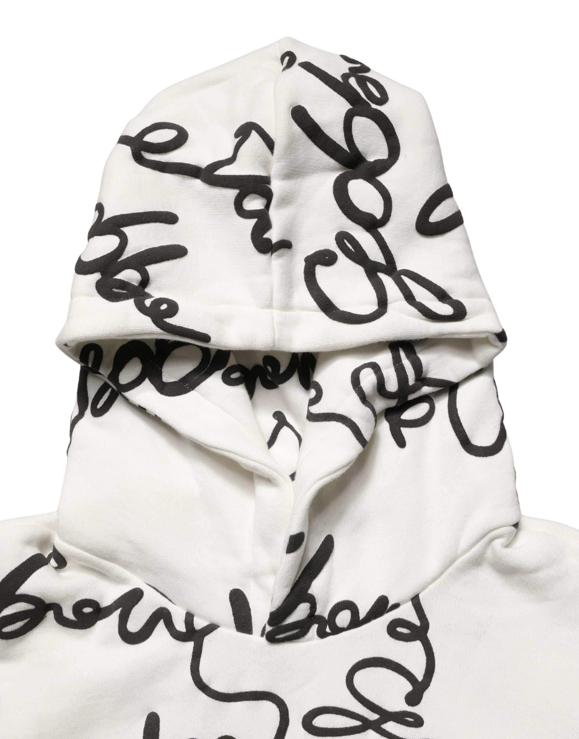 White Script Logo Print Cotton Sweatshirt Sweater