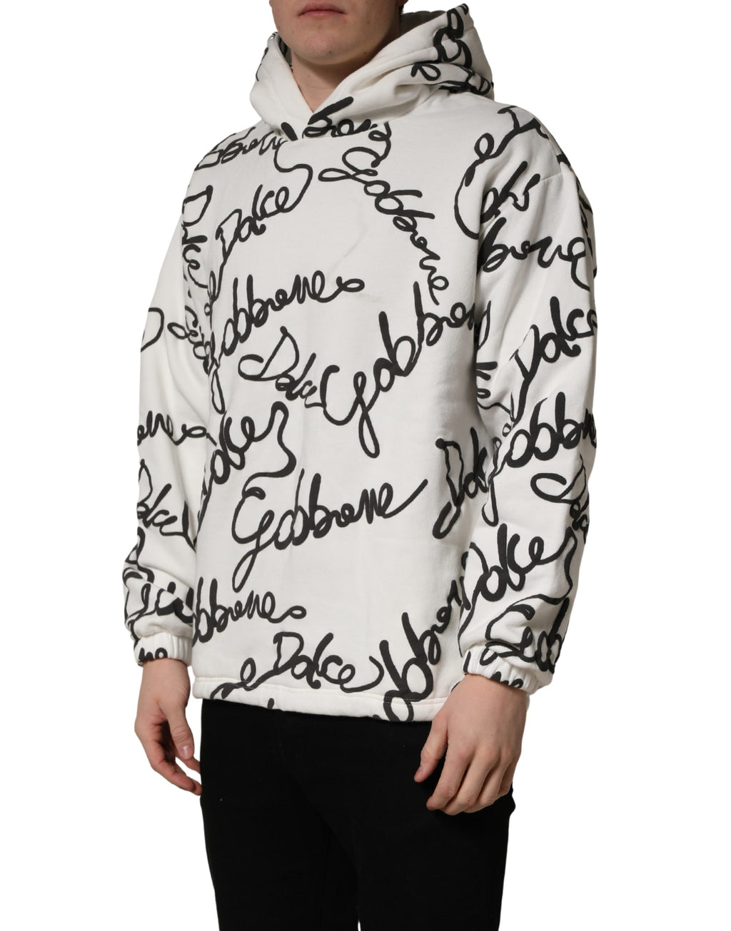 White Script Logo Print Cotton Sweatshirt Sweater