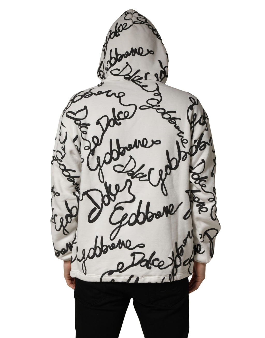White Script Logo Print Cotton Sweatshirt Sweater