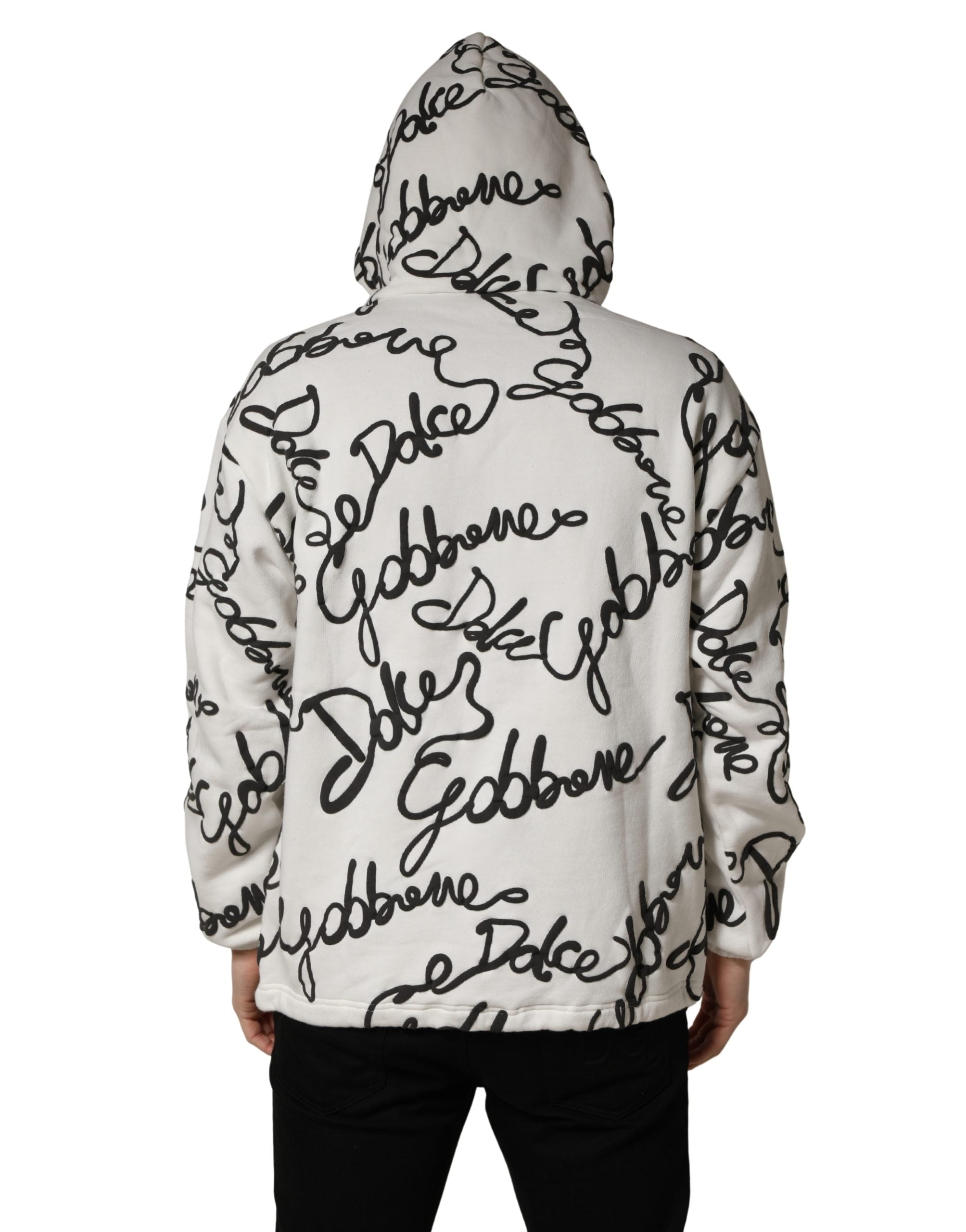 White Script Logo Print Cotton Sweatshirt Sweater