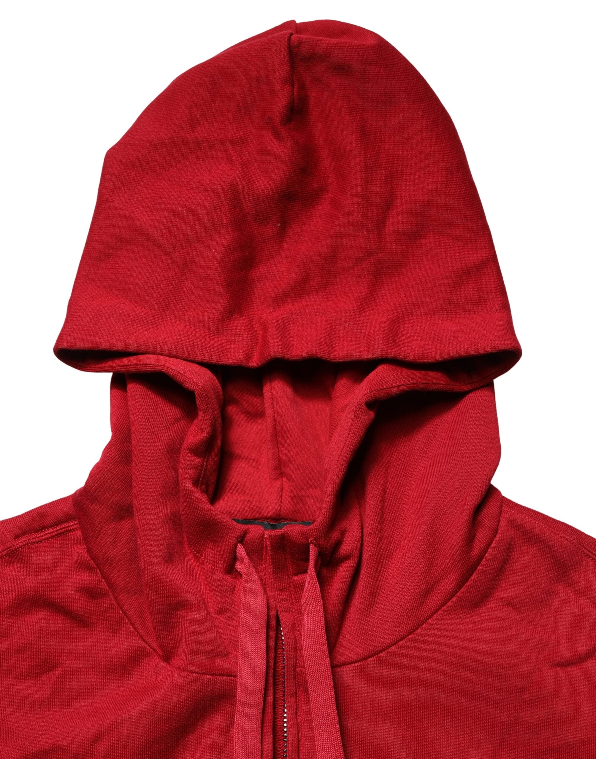 Red Cotton Full Zip Fleece Men Hoodie Sweater
