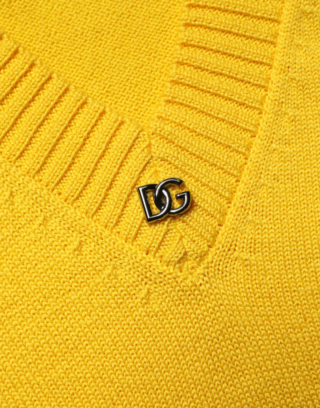 Wool Knitted V-Neck Pullover Yellow