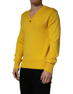 Wool Knitted V-Neck Pullover Yellow
