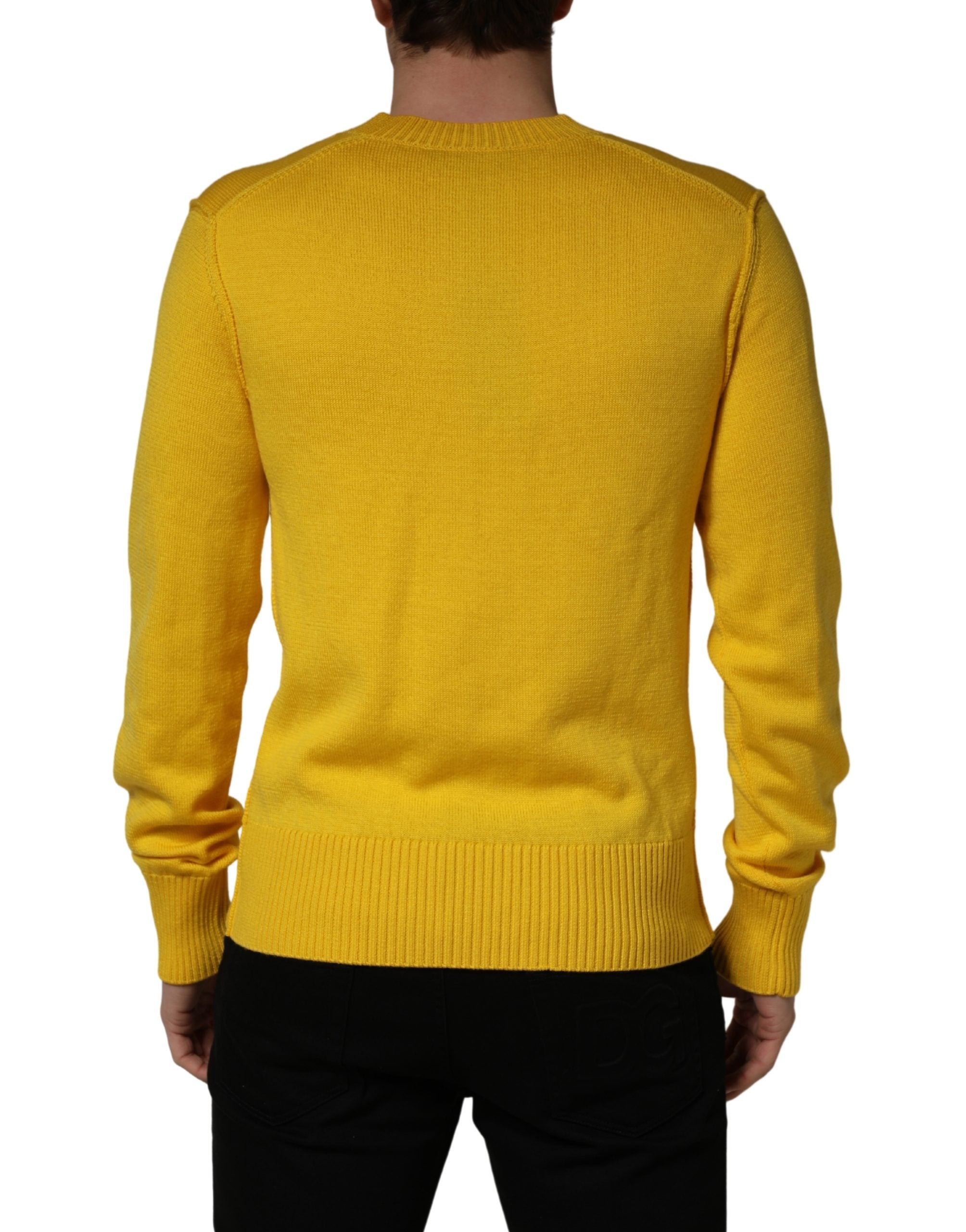 Wool Knitted V-Neck Pullover Yellow