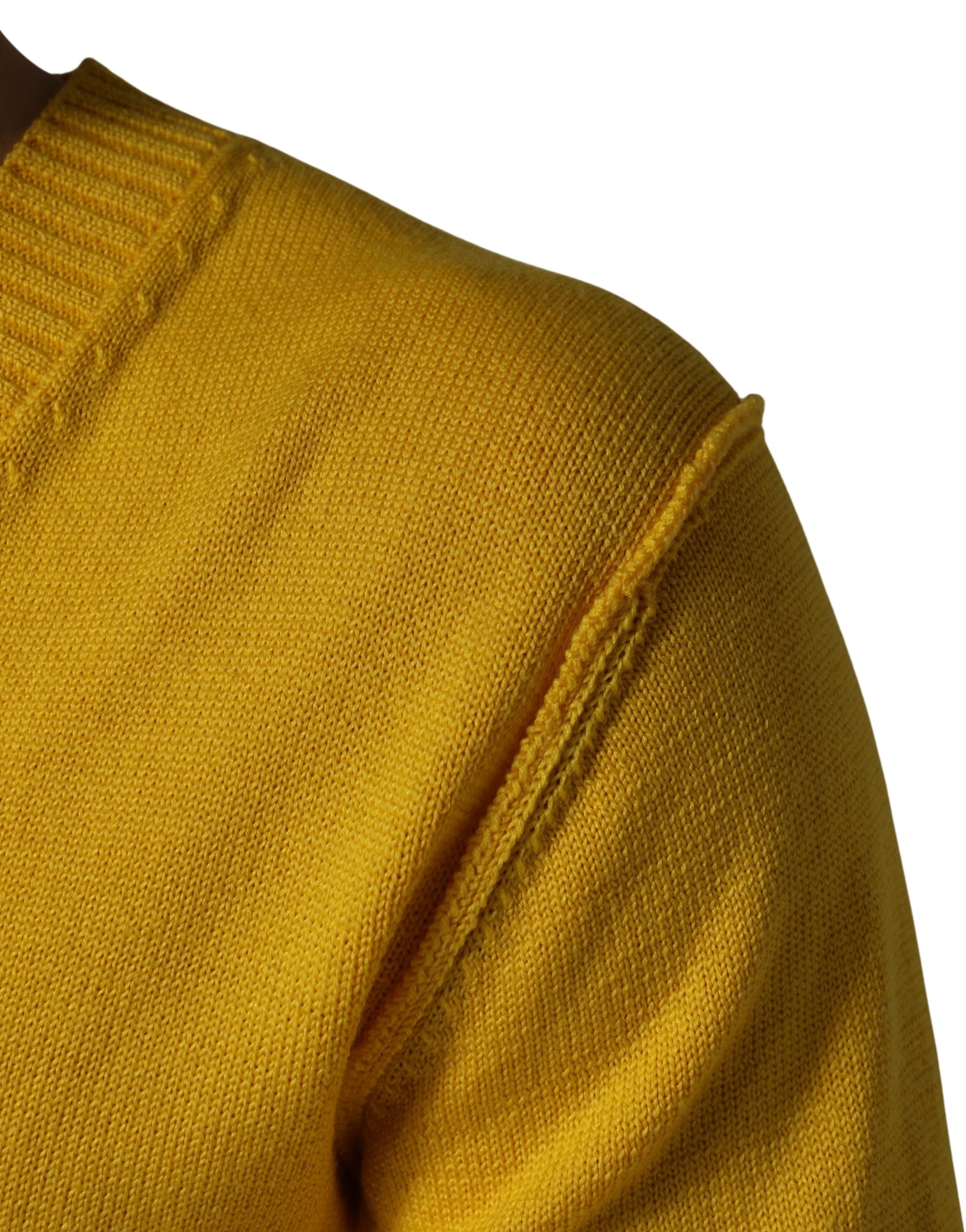 Wool Knitted V-Neck Pullover Yellow