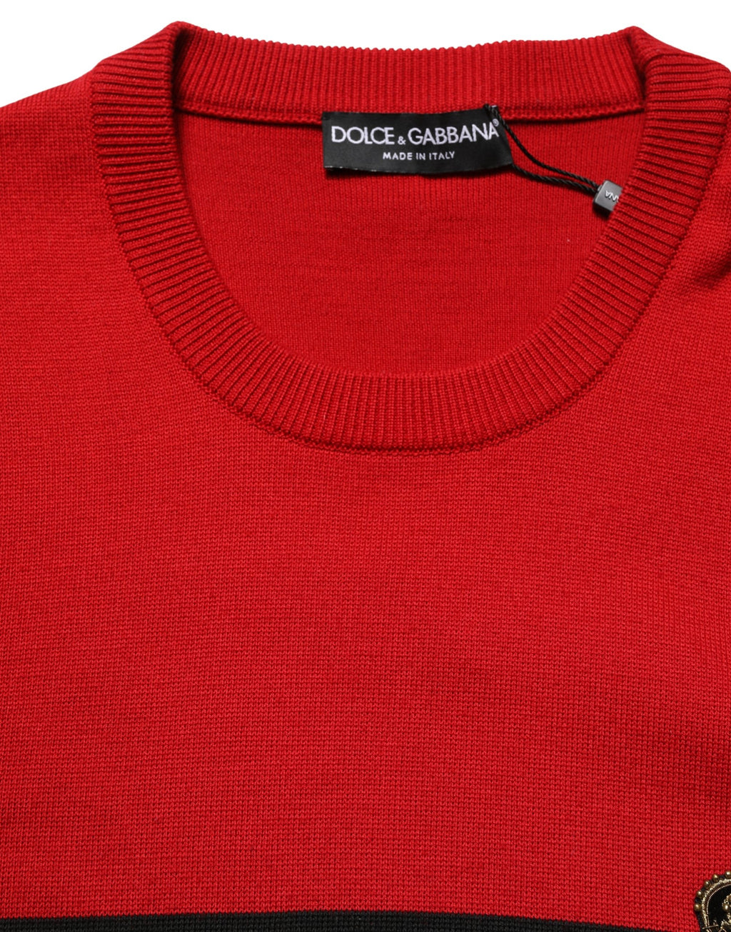 Red Wool DG Crest Crew Neck Pullover Sweater