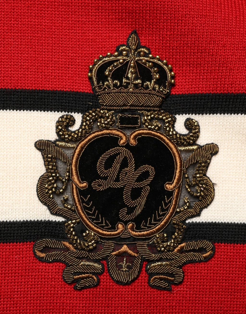 Red Wool DG Crest Crew Neck Pullover Sweater