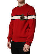 Red Wool DG Crest Crew Neck Pullover Sweater