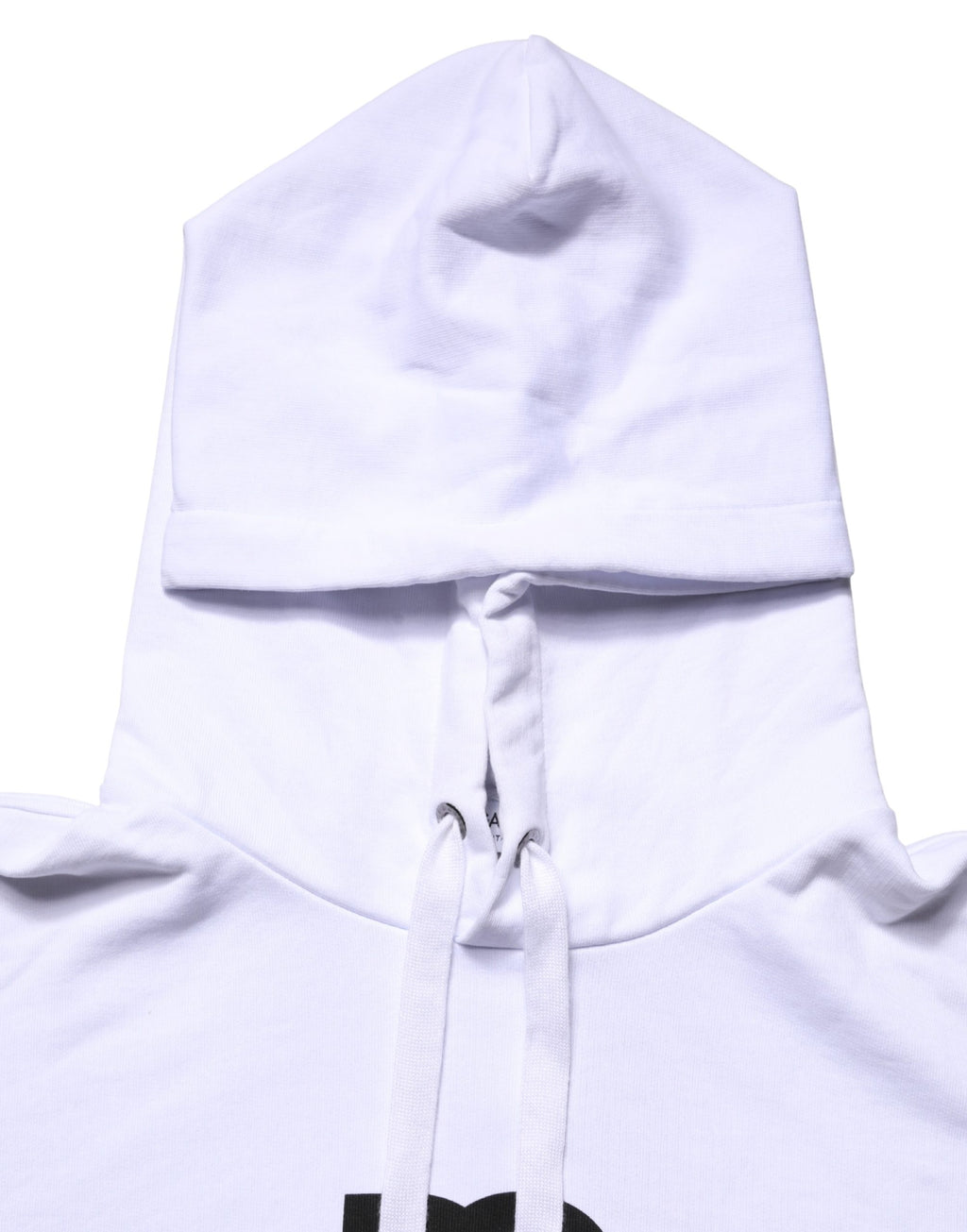 White Logo Print Cotton Hooded Sweatshirt Sweater