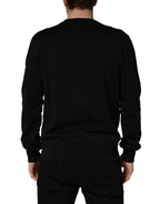 Black Embellished Cotton Sweatshirt Sweater