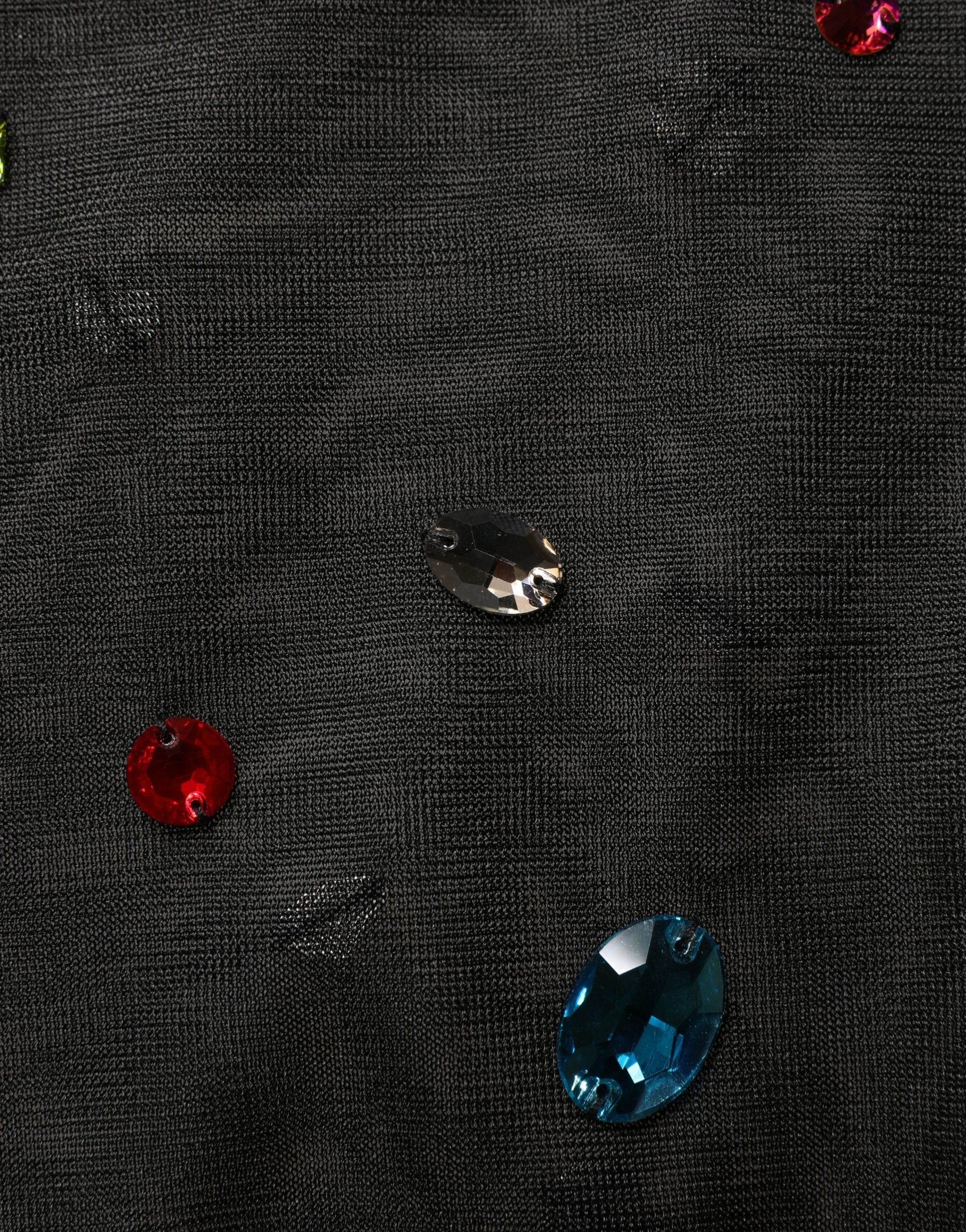 Black Crystal Embellished TurtleNeck Sweater