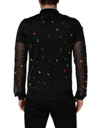 Black Crystal Embellished TurtleNeck Sweater