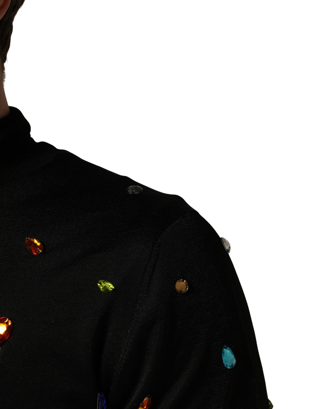 Black Crystal Embellished TurtleNeck Sweater