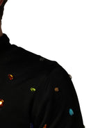 Black Crystal Embellished TurtleNeck Sweater