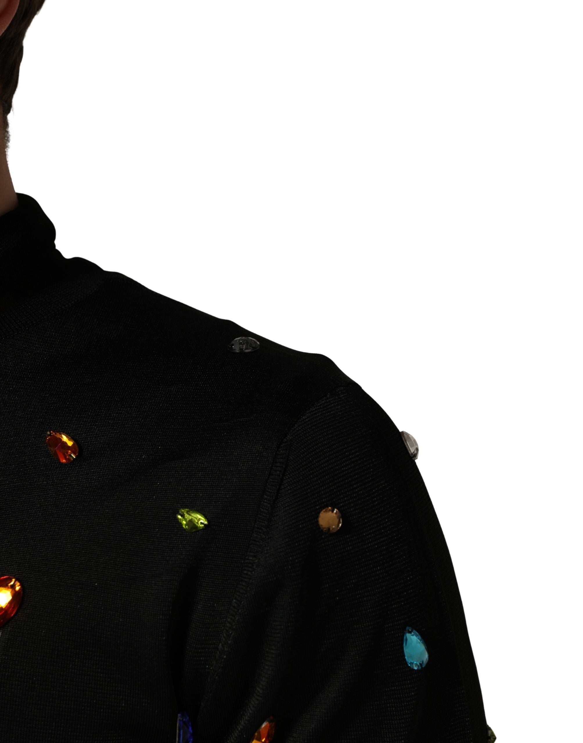 Black Crystal Embellished TurtleNeck Sweater