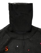 Black Crystal Embellished TurtleNeck Sweater