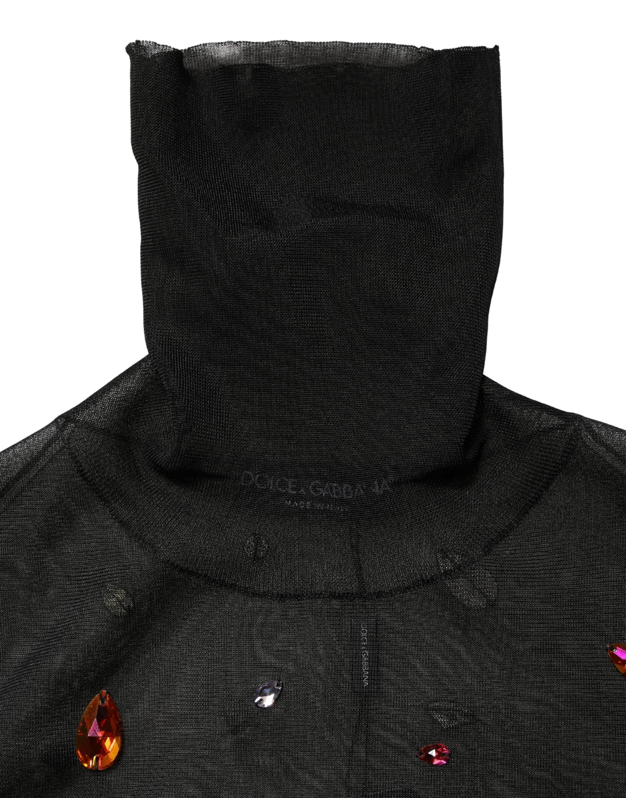 Black Crystal Embellished TurtleNeck Sweater