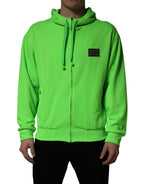 Green FullZip Fleece HoodedSweatshirt Sweater